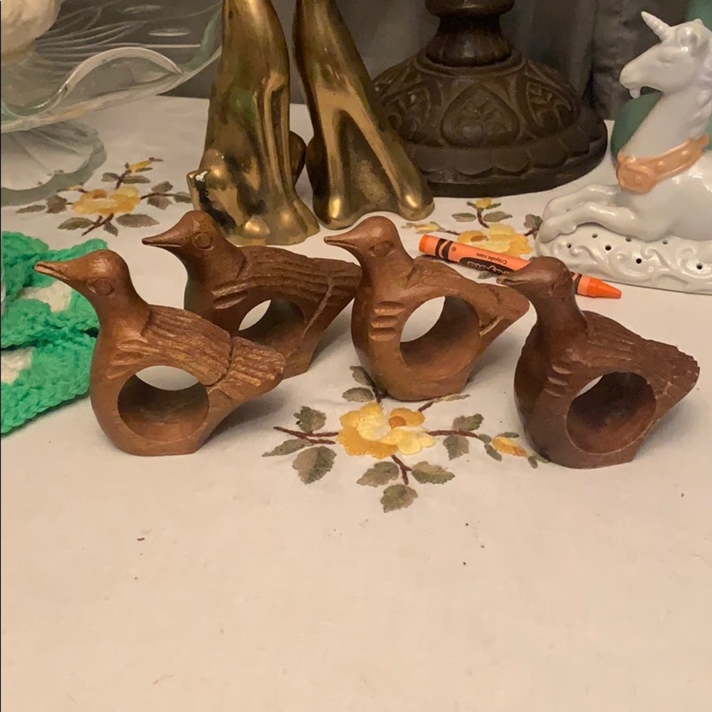 Vintage wooden napkin holders set of 4